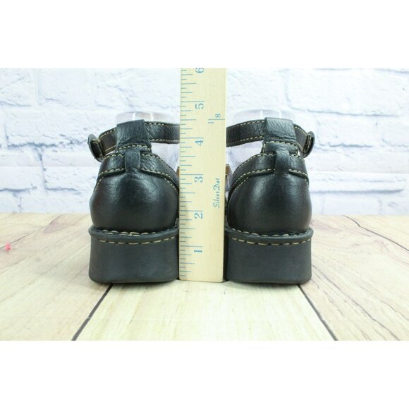 Born W 3473 Black Leather Platform Wedge Open Toe Cross Straps Buckle Size 9 - Picture 6 of 10